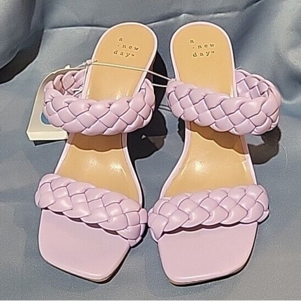 Women's Basil Wide Width Mule Heels - A New Day Lilac purple size 7.5